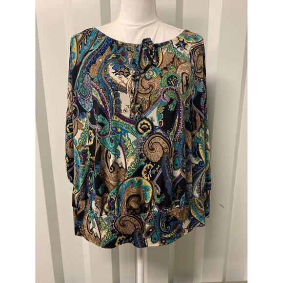 Avenue Tops - Avenue Business Casual Paisley Print Top Plus Size 14/16